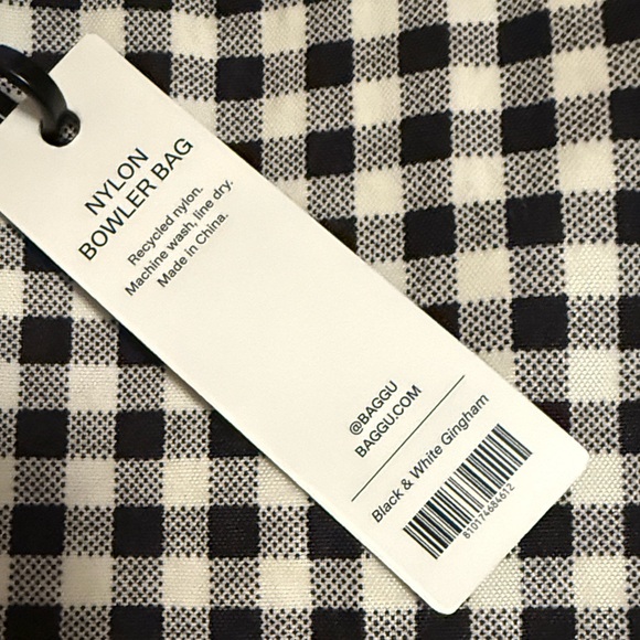 BAGGU Gingham Black and White Bowler Bag - Picture 3 of 3